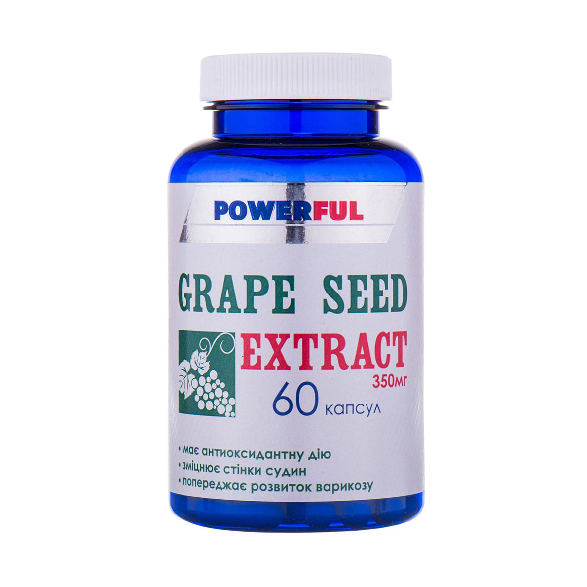 Екстракт виноградних кісточок Краса та здоров'я Powerful Grape Seed Extract 350 мг, 60 капсул